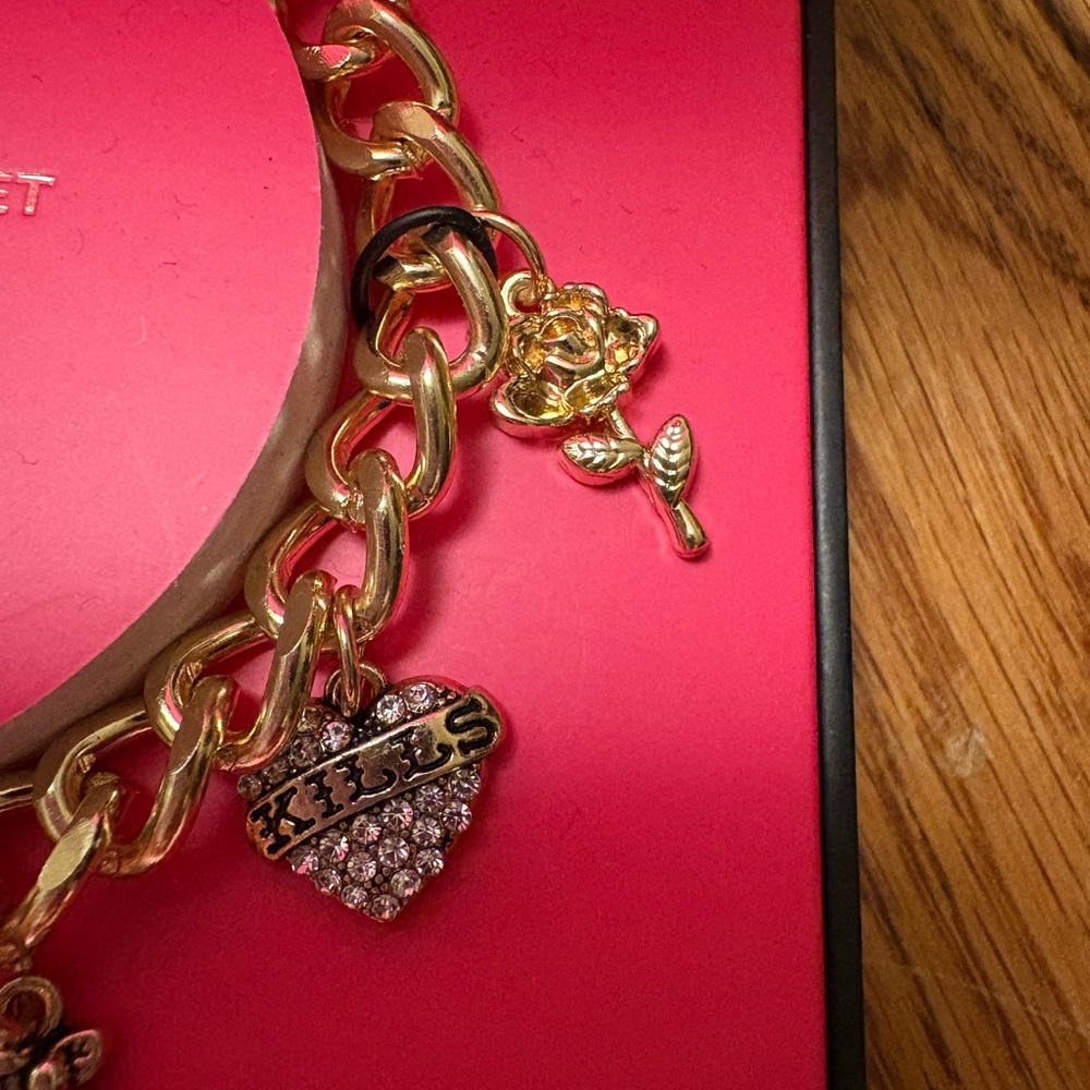 Ed Hardy Gold Charm Bracelet Watch - Picture 7 of 11
